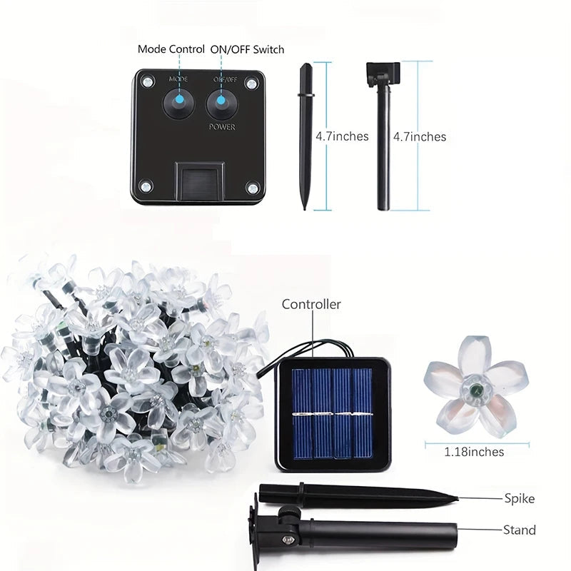 Lumières Solaires Sans Fleurs, 8 Modes d'Éclairage, Étanche, pour Jardin