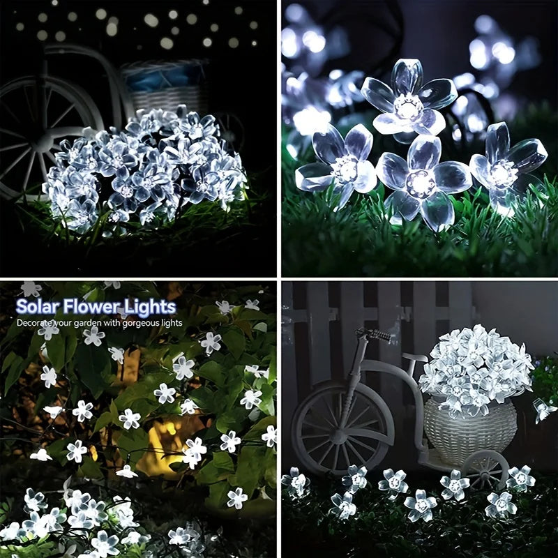 Lumières Solaires Sans Fleurs, 8 Modes d'Éclairage, Étanche, pour Jardin