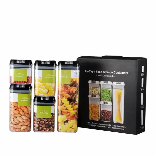 Boîtes de Récipients de Conservation en Plastique pour Nourriture - 5pcs