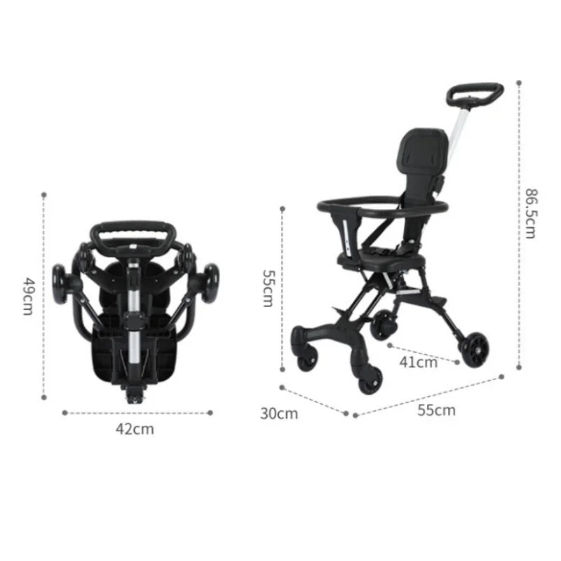 Poussette Bidirectionnelle Pliable Portable avec Coussin