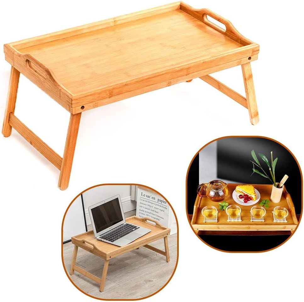 Table en Bambou Pliable pour Ordinateur Portable et Maison