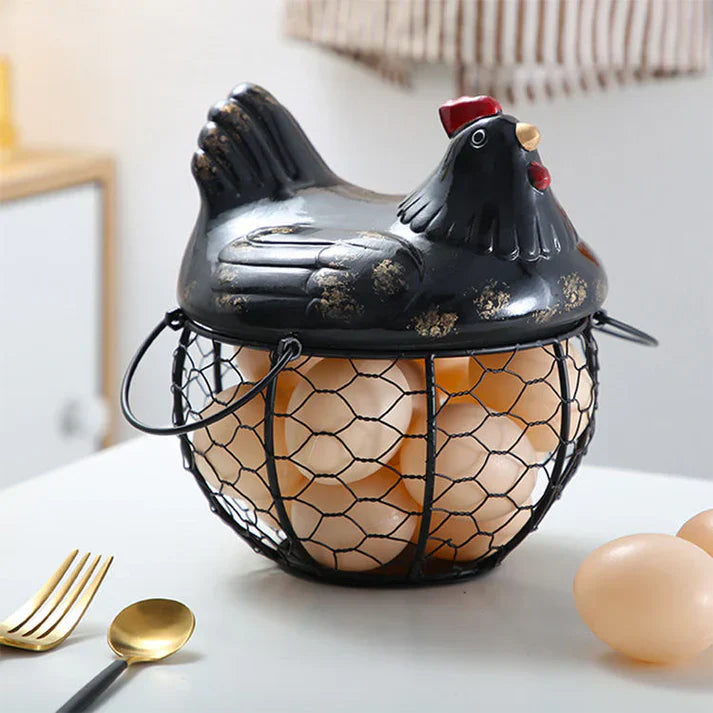 Porte-œufs créatifs en fil de fer en forme de poule