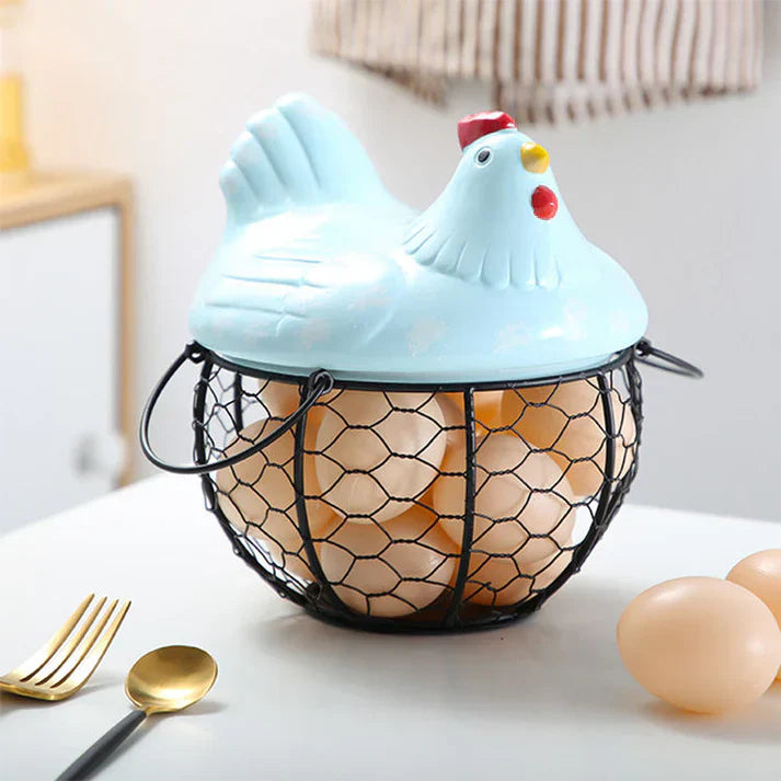 Porte-œufs créatifs en fil de fer en forme de poule