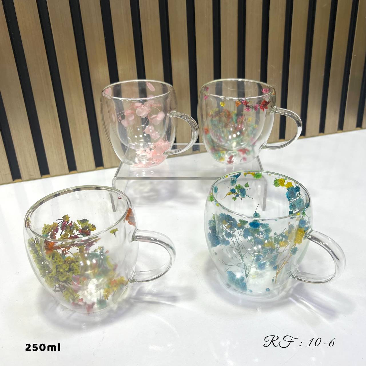 3 Tasse à Café en Verre à Double Paroi Samlife avec Poignée Couleur Mix