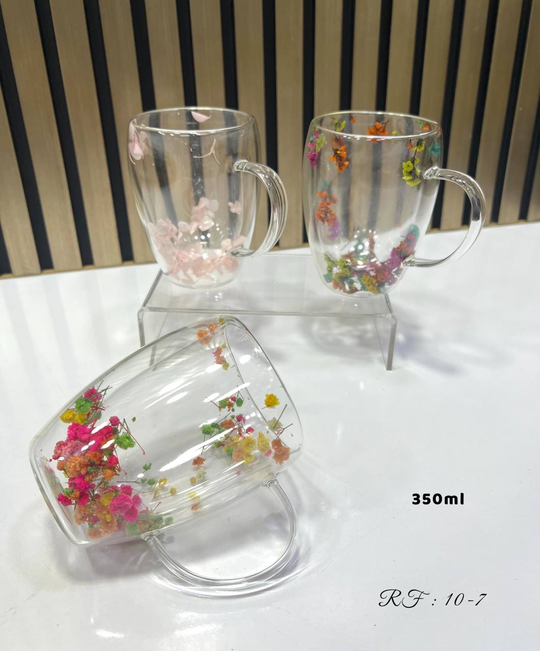 3 Tasse à Café en Verre à Double Paroi Samlife avec Poignée Couleur Mix