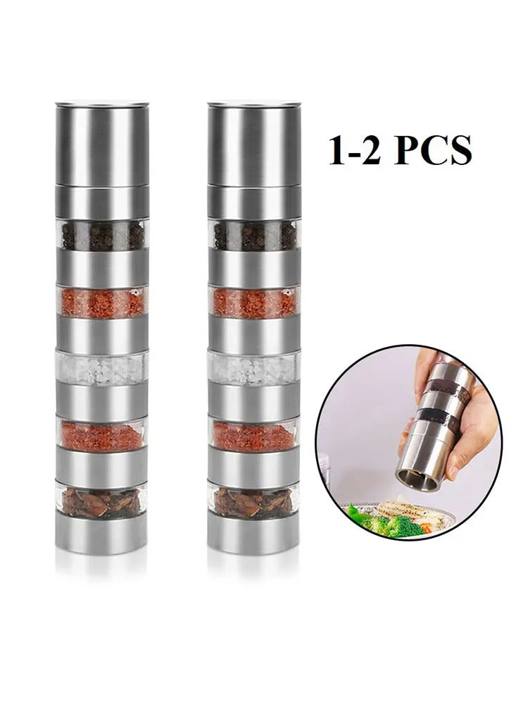 Broyeur à Épices Manuel Multicouche en Acier Inoxydable, 5 en 1, 1 Pièce