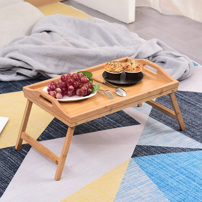 Table en Bambou Pliable pour Ordinateur Portable et Maison