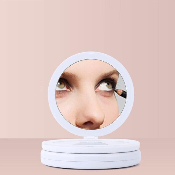 Miroir de maquillage éclairé pliable