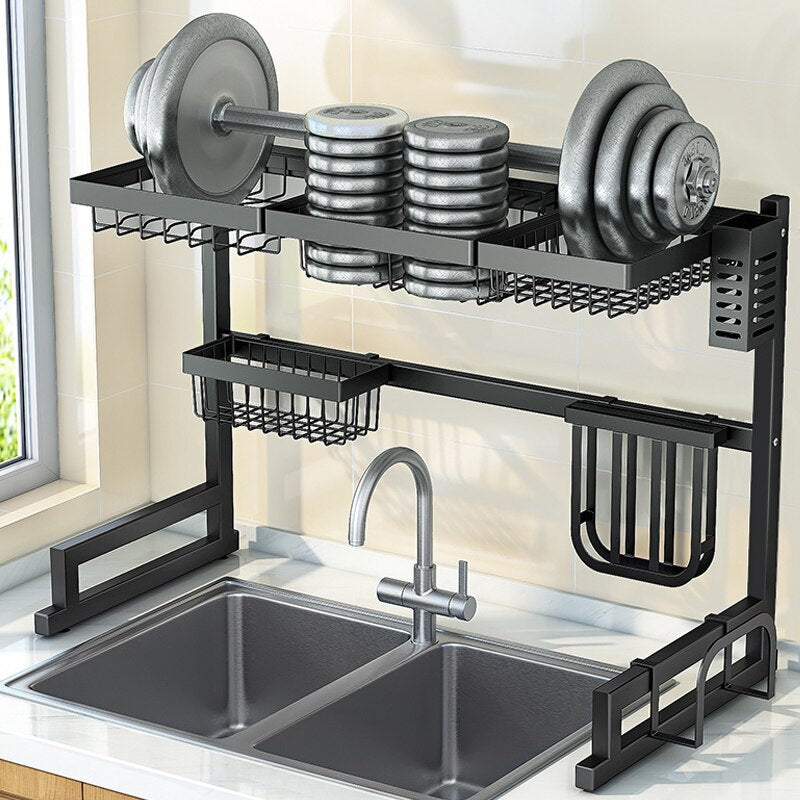 Égouttoir à vaisselle à 2 niveaux de qualité professionnelle en acier inoxydable