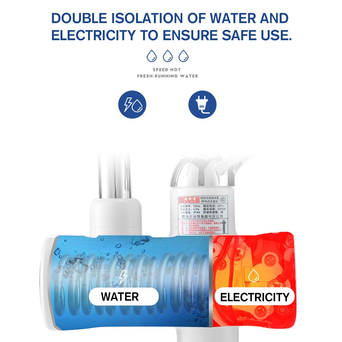 Robinet Chauffe-Eau Instantané Électrique pour la Cuisine